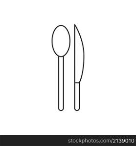Spoon and knife icon. Outline symbol. Kitchen tableware. Simple design. Flat art. Vector illustration. Stock image. EPS 10.. Spoon and knife icon. Outline symbol. Kitchen tableware. Simple design. Flat art. Vector illustration. Stock image.
