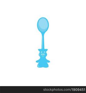 spoon for baby or child with pig character icon vector illustration design template web