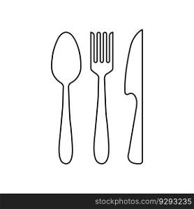 spoon, fork and knife icon vector simple design
