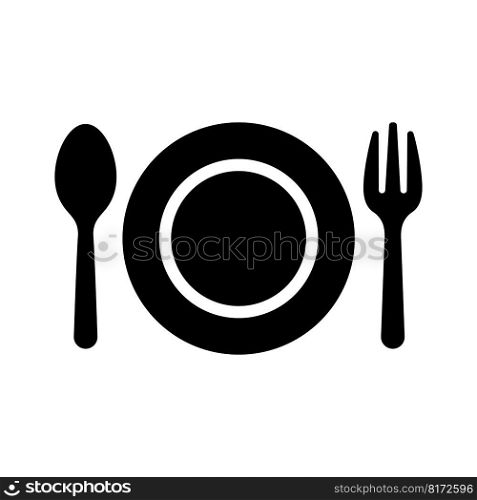 Spoon, fork, and plate icon vector on trendy design