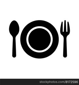 Spoon, fork, and plate icon vector on trendy design