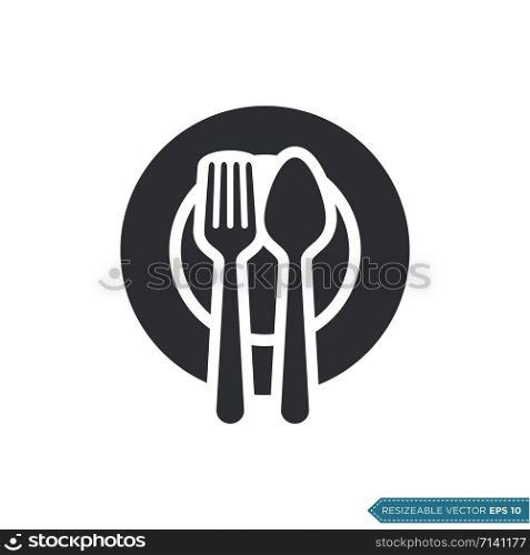 Spoon Fork Plate Icon Vector Template Illustration Design