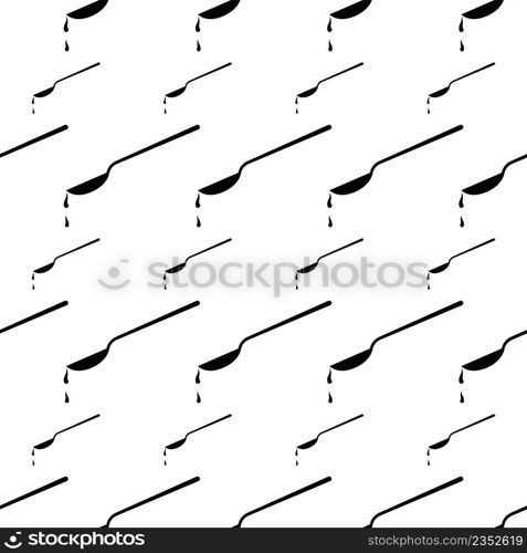 Spoon Icon Seamless Pattern, Food Spoon Icon Vector Art Illustration