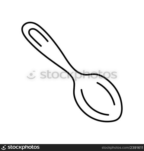 Spoon. Kitchenware sketch. Doodle line vector kitchen utensil and tool. Cutlery illustration