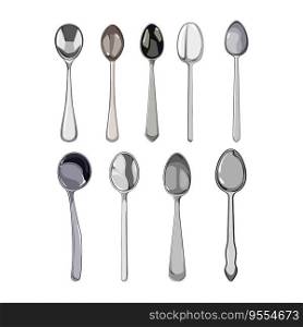 spoon set cartoon. fork silverware, metal knife, view cutlery spoon sign. isolated symbol vector illustration. spoon set cartoon vector illustration