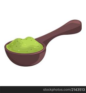 Spoon spirulina powder icon cartoon vector. Alga plant. Algae food. Spoon spirulina powder icon cartoon vector. Alga plant