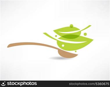 spoon with green leaf icon