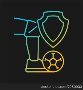 Sport accident insurance gradient vector icon for dark theme. Healthcare for athletes. Support during injury rehab. Thin line color symbol. Modern style pictogram. Vector isolated outline drawing. Sport accident insurance gradient vector icon for dark theme