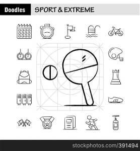 Sport And Extreme Hand Drawn Icons Set For Infographics, Mobile UX/UI Kit And Print Design. Include: Calendar, Day, Time, Date, Time, Clock, Watch, Timer, Icon Set - Vector