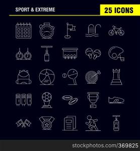 Sport And Extreme Line Icons Set For Infographics, Mobile UX/UI Kit And Print Design. Include  Calendar, Day, Time, Date, Time, Clock, Watch, Timer, Icon Set - Vector