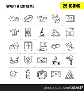 Sport And Extreme Line Icons Set For Infographics, Mobile UX/UI Kit And Print Design. Include: Football, Ball, Game, Sport, Mobile, Play, Game, Online, Icon Set - Vector