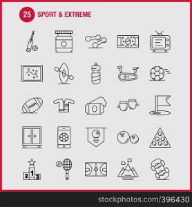 Sport And Extreme Line Icons Set For Infographics, Mobile UX/UI Kit And Print Design. Include: Football, Ball, Game, Sport, Mobile, Play, Game, Online, Icon Set - Vector