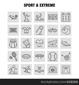 Sport And Extreme Line Icons Set For Infographics, Mobile UX/UI Kit And Print Design. Include: Football, Ball, Net, Sport, Football, Game, Sport, Football, Icon Set - Vector