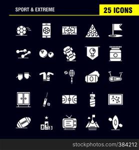 Sport And Extreme Solid Glyph Icons Set For Infographics, Mobile UX/UI Kit And Print Design. Include: Football, Ball, Game, Sport, Mobile, Play, Game, Online, Icon Set - Vector