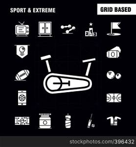 Sport And Extreme Solid Glyph Icons Set For Infographics, Mobile UX/UI Kit And Print Design. Include: Football, Ball, Game, Sport, Mobile, Play, Game, Online, Icon Set - Vector