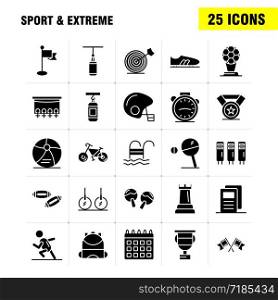 Sport And Extreme Solid Glyph Icons Set For Infographics, Mobile UX/UI Kit And Print Design. Include: Calendar, Day, Time, Date, Time, Clock, Watch, Timer, Icon Set - Vector