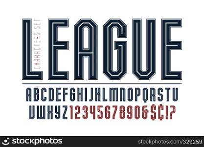 Sport and techno display font design, alphabet, letters and numbers. . Sport and techno display font design, alphabet