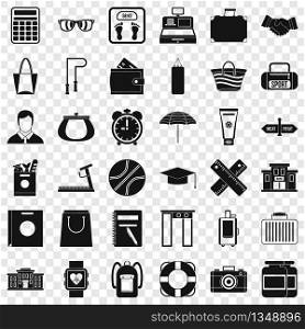 Sport bag icons set. Simple style of 36 sport bag vector icons for web for any design. Sport bag icons set, simple style