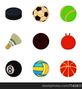 Sport ball icons set. Cartoon set of 9 sport ball vector icons for web isolated on white background. Sport ball icons set, cartoon style