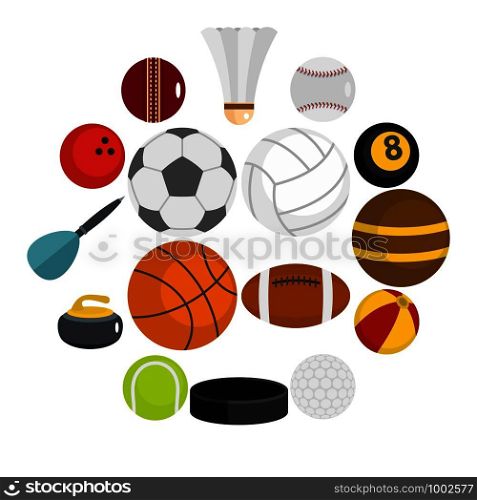 Sport balls icons set in flat style isolated vector illustration. Sport balls icons set in flat style