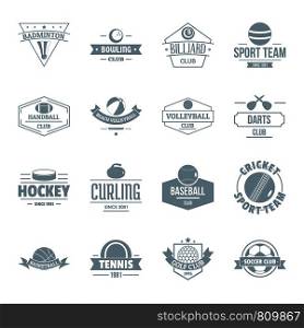 Sport balls logo icons set. Simple illustration of 16 sport balls logo vector icons for web. Sport balls logo icons set, simple style