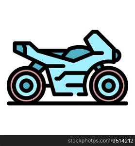 Sport bike icon outline vector. Biker motorcycle. Gear part color flat. Sport bike icon vector flat