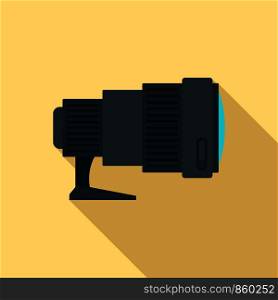 Sport camera lens icon. Flat illustration of sport camera lens vector icon for web design. Sport camera lens icon, flat style