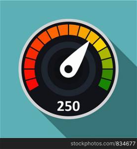 Sport car speedometer icon. Flat illustration of sport car speedometer vector icon for web design. Sport car speedometer icon, flat style