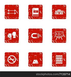 Sport chemistry icons set. Grunge set of 9 sport chemistry vector icons for web isolated on white background. Sport chemistry icons set, grunge style