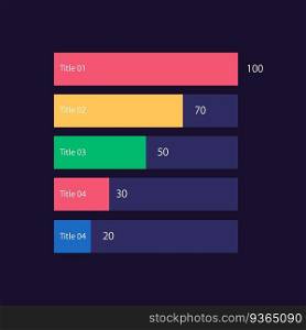 Sport competitors and rivals comparison infographic chart design template for dark theme. Editable infochart with horizontal bar graphs. Visual data presentation. Myriad Pro-Regular font used. Sport competitors and rivals comparison infographic chart design template for dark theme