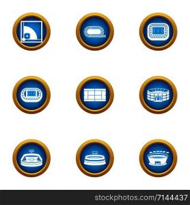 Sport complex icons set. Flat set of 9 sport complex vector icons for web isolated on white background. Sport complex icons set, flat style