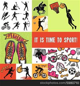 Sport design concept set with competition icons isolated vector illustration. Sport Design Concept
