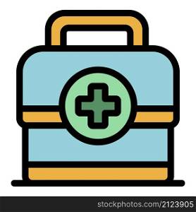 Sport doctor first aid kit icon. Outline sport doctor first aid kit vector icon color flat isolated. Sport doctor first aid kit icon color outline vector