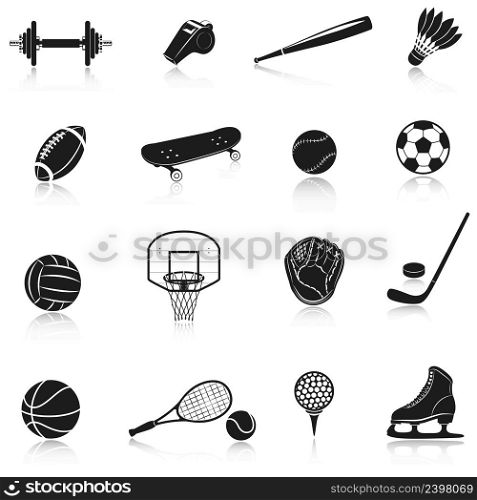 Sport equipment decorative icons set with dumbbell whistle baseball bat isolated vector illustration. Sport Equipment Set