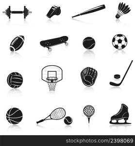 Sport equipment decorative icons set with dumbbell whistle baseball bat isolated vector illustration. Sport Equipment Set