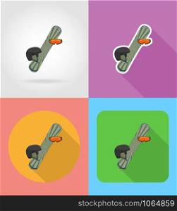 sport equipment for snowboarding flat icons vector illustration isolated on background