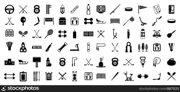 Sport equipment icon set. Simple set of sport equipment vector icons for web design isolated on white background. Sport equipment icon set, simple style