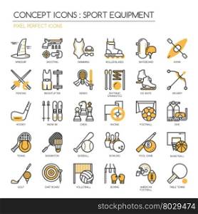 Sport Equipment , thin line icons set ,pixel perfect icon
