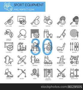 Sport Equipment , thin line icons set ,pixel perfect icon