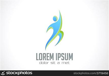 Sport fitness vector logo design template. Creative success symbol. Business activity. Rushing winner concept. Corporate icon.