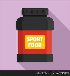 Sport food jar icon. Flat illustration of sport food jar vector icon for web design. Sport food jar icon, flat style