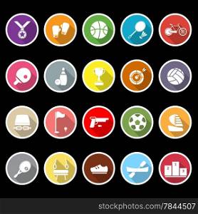 Sport game athletic icons with long shadow, stock vector