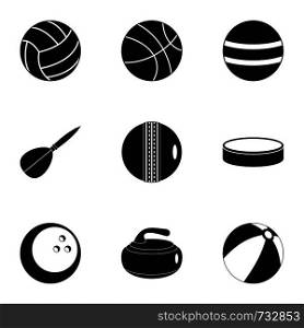 Sport game icons set. Simple style set of 9 sport game vector icons for web design. Sport game icons set, simple style
