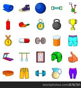 Sport games icons set. Cartoon set of 25 sport games vector icons for web isolated on white background. Sport games icons set, cartoon style