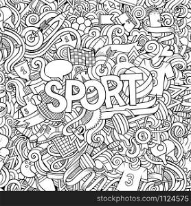 Sport hand lettering and doodles elements background. Vector illustration. Sport hand lettering and doodles elements background.