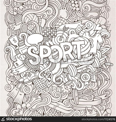 Sport hand lettering and doodles elements background. Vector illustration. Sport hand lettering and doodles elements background.