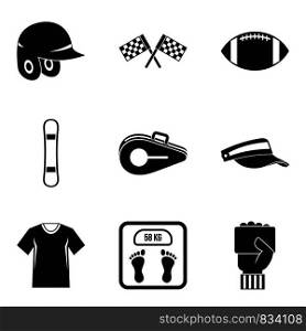 Sport headwear icons set. Simple set of 9 sport headwear vector icons for web isolated on white background. Sport headwear icons set, simple style