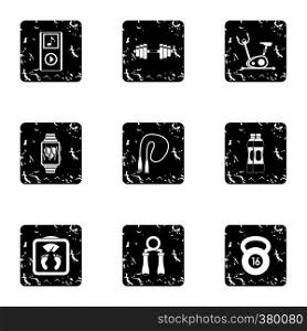 Sport icons set. Grunge illustration of 9 sport vector icons for web. Sport icons set, grunge style