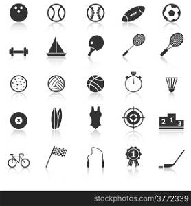Sport icons with reflect on white background, stock vector