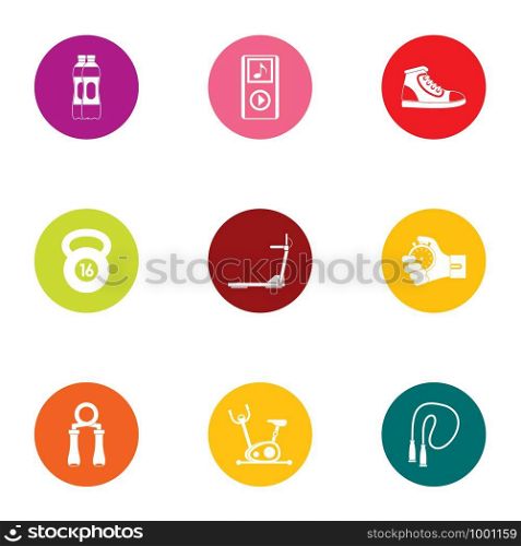 Sport intervention icons set. Flat set of 9 sport intervention vector icons for web isolated on white background. Sport intervention icons set, flat style